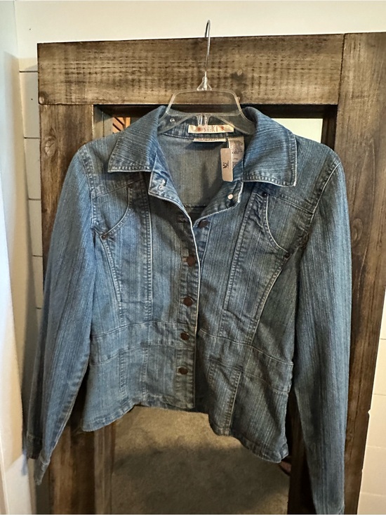 bill blass Jackets & Blazers - Bill Blass PM Women’s Cotton Blend Stretch Denim Jacket Blue Fitted Y2K